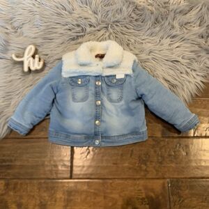 7 For All Mankind Baby Fleece Lined Jean Jacket Size 24 Months Unisex Blue Denim